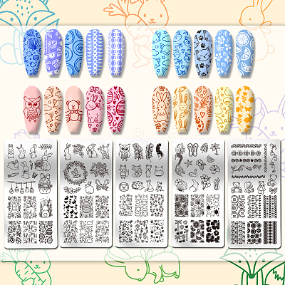 Stainless Steel DIY Nail Art Templates MRMJ-WH0098-017-1