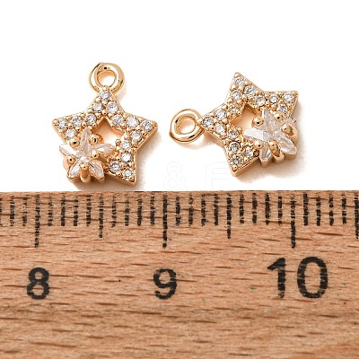 Brass Micro Pave Clear Cubic Zirconia Charms CU-CBAEC99-23G-1