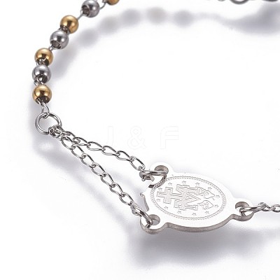 304 Stainless Steel Charm Bracelets BJEW-P258-17GP-1