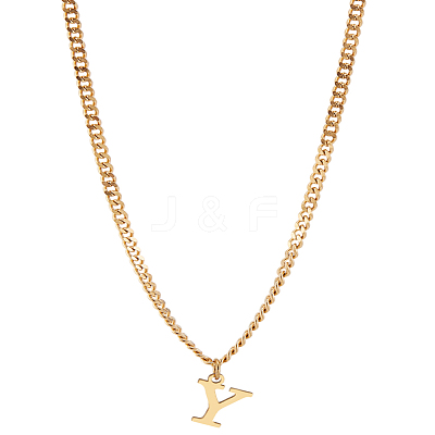 1Pc 304 Stainless Steel Letter Pendant Necklaces NJEW-LP0001-33Y-G-1