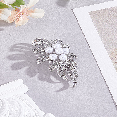 1Pc Flower Alloy Rhinestone Brooches JEWB-LP0004-16-1