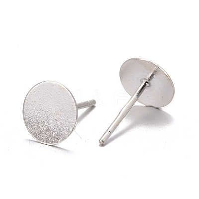 925 Sterling Silver Flat Pad  Stud Earring Findings STER-K167-045F-S-1