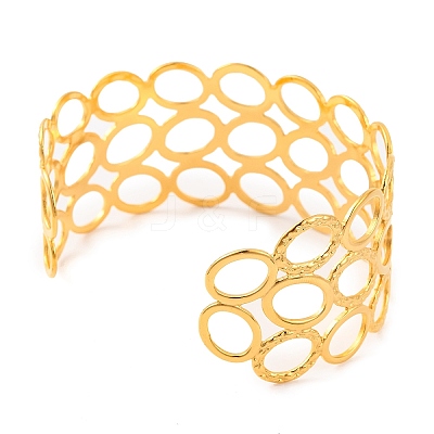 304 Stainless Steel Open Cuff Bangles for Women LS-BJEW-G711-01F-G-1