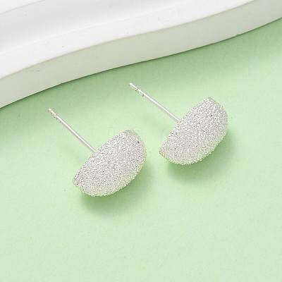 Brass Textured Stud Earrings EJEW-A143-02A-S-1