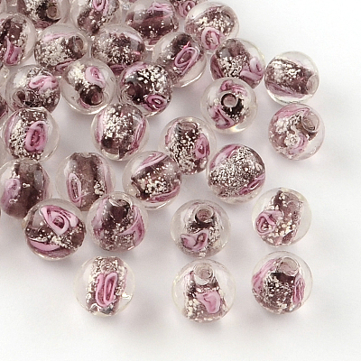 Handmade Luminous Inner Flower Lampwork Beads X-LAMP-R129-8mm-09-1