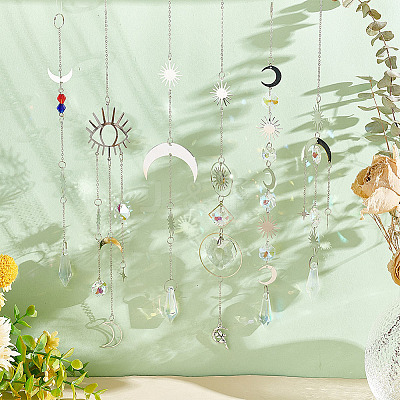 AHADEMAKER 6Pcs 6 Style Hanging Suncatcher HJEW-GA0001-30-1