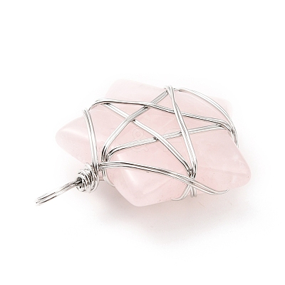 Natural Rose Quartz Pendants G-D458-07P-09-RS-1