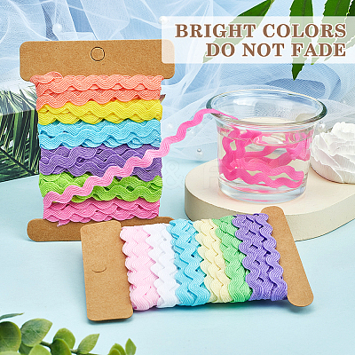 4 Cards 2 Styles Polyester Wavy Fringe Trim Ribbon DIY-GF0009-48C-1
