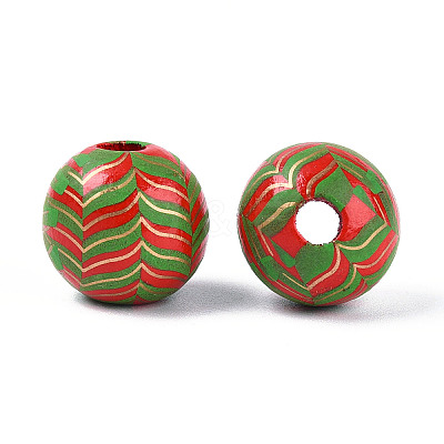 Spray Painted Schima Wood Beads WOOD-T032-36G-1