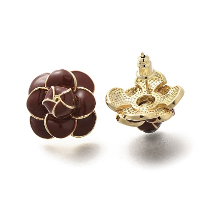 Brass Flower Stud Earrings EJEW-A121-20G-1