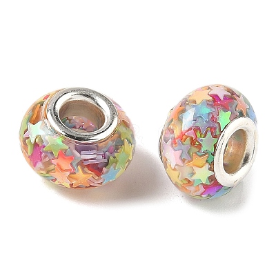 Transparent Resin Rondelle European Beads RESI-S023-06-1