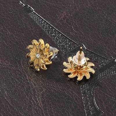 304 Stainless Steel Rhinestone Stud Earrings for Women STAS-Z117-13G-1