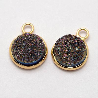 Electroplate Natural Druzy Quartz Crystal Pendants G-F333-M-1