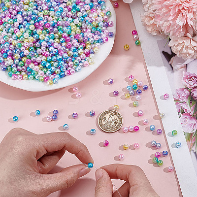 1500Pcs 6 Colors ABS Imitation Pearl Beads KY-HY0001-31-1