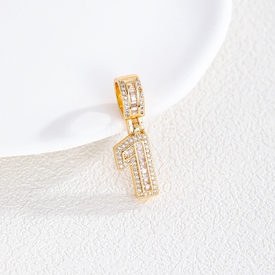Brass Clear Cubic Zirconia European Dangle Charms LS-KK-R003-01G-01-1