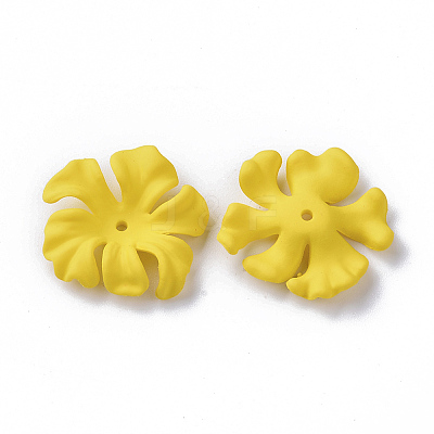 6-Petal Spray Painted Acrylic Bead Caps LS-MACR-N007-02D-1