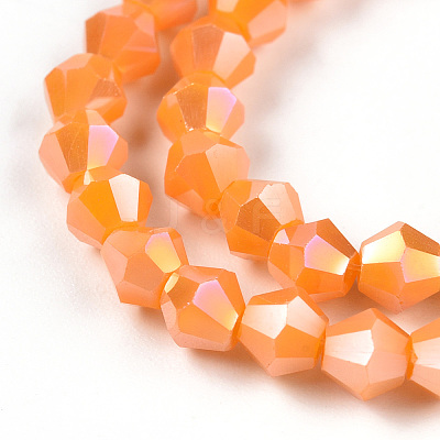 Opaque Solid Color Electroplate Glass Beads Strands EGLA-A039-P4mm-B04-1