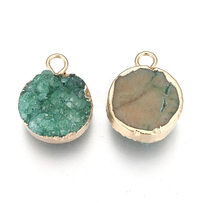 Natural Druzy Agate Pendants G-L566-A02-1