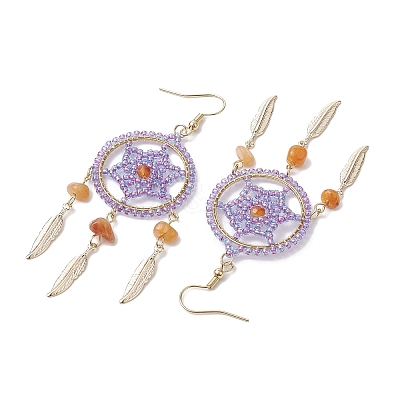 304 Stainless Steel with Glass Dangle with Natural Agate Stud Earring EJEW-MZ00185-02-1