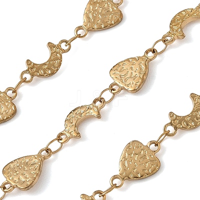 Hammered 304 Stainless Steel Triangle & Moon Link Chains SA-CBA21A8-01G-03-1