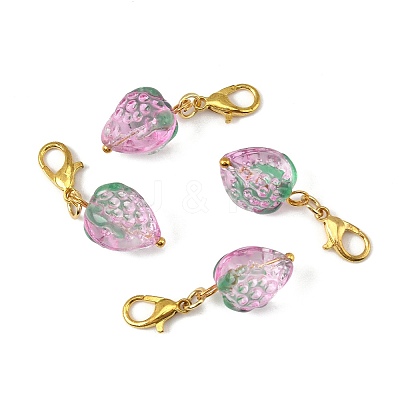 4Pcs Handmade Lampwork Strawberry Pendant Decorations HJEW-FS00041-03-1