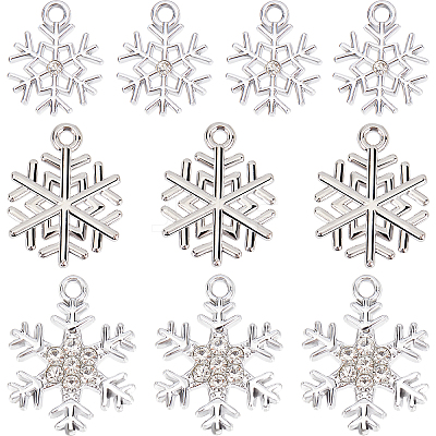 36Pcs 3 Style Alloy Pendants. Snowflake Charm FIND-SC0004-64-1