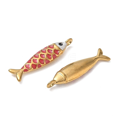 304 Stainless Steel with Red Enamel Pendants SA-CBA0FDA-01G-1