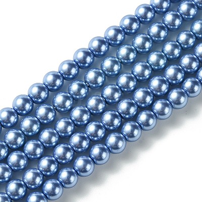 Eco-Friendly Dyed Glass Pearl Round Bead Strands X-HY-A008-6mm-RB015-1