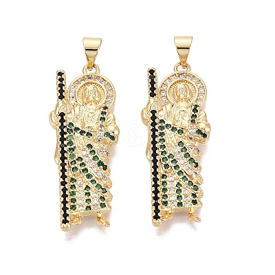 Religion Brass Micro Pave Clear Cubic Zirconia Pendants KK-N287-46H-G-1