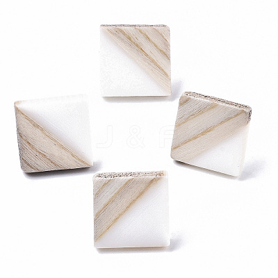 Resin & Wood Stud Earrings EJEW-N017-005A-1