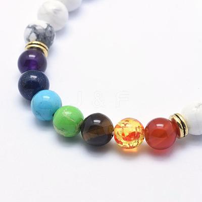 Natural Howlite Braided Bead Bracelets BJEW-F276-G07-1