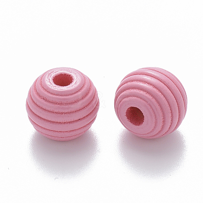 Painted Natural Wood Beehive Beads WOOD-Q040-019B-A02-1