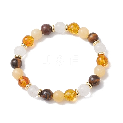 Natural & Synthetic Mixed Gemstone Round Beads Stretch Bracelets for Women BJEW-JB12631-06-1