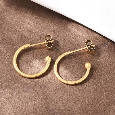 C-Shaped 304 Stainless Steel Stud Earrings EJEW-Z154-01G-02-1