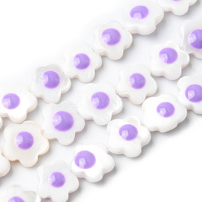 Natural Freshwater Shell Enamel Beads Strands SHEL-K006-01-1