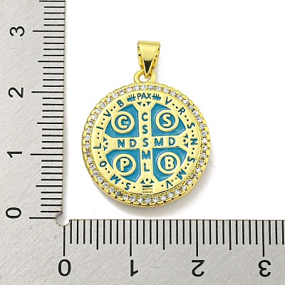 Rack Plating Brass Micro Pave Cubic Zirconia Pendants KK-B091-22G-03-1