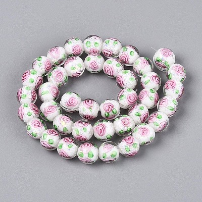 Handmade Foil Glass Beads Strands FOIL-N033-04F-1