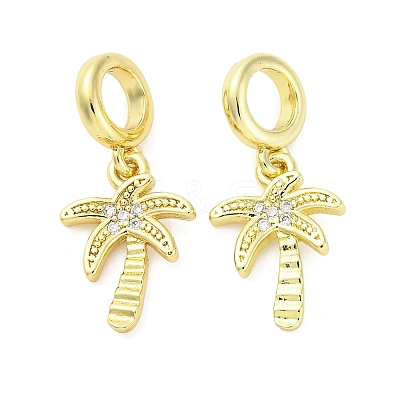 Brass Micro Pave Cubic Zirconia European Dangle Charms KK-D325-18G-1