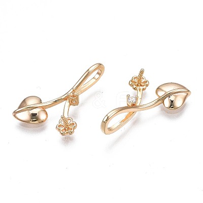 Brass Micro Pave Clear Cubic Zirconia Peg Bails Pendants with Rhinestone and Enamel Settings KK-N232-240-1