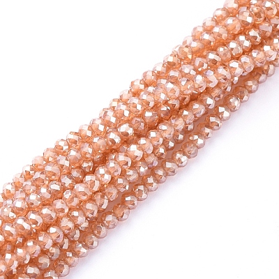 Electroplate Glass Beads Strands X-EGLA-F149-PL-02-1