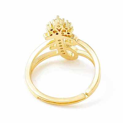 Clear Cubic Zirconia Initial Letter with Crown Adjustable Ring RJEW-M139-17F-1
