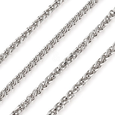 Non-Tarnish 3.28 Feet 304 Stainless Steel Wheat Chains X-STAS-O076-07-1