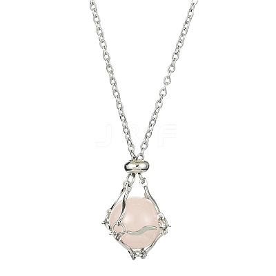 Crystal Cage Holder Necklace NJEW-JN04602-02-1