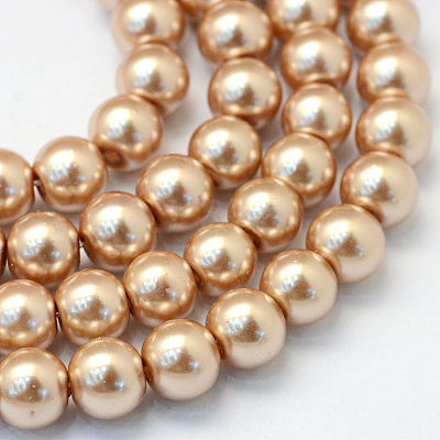 Baking Paint Pearlized Glass Pearl Round Bead Strands X-HY-Q330-8mm-11-1