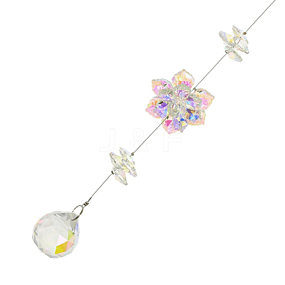 Glass Flower Hanging Suncatchers HJEW-P018-E02-1