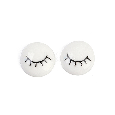 White and Black Flat Round Cartoon Resin Cabochons CRES-Q009-01D-1
