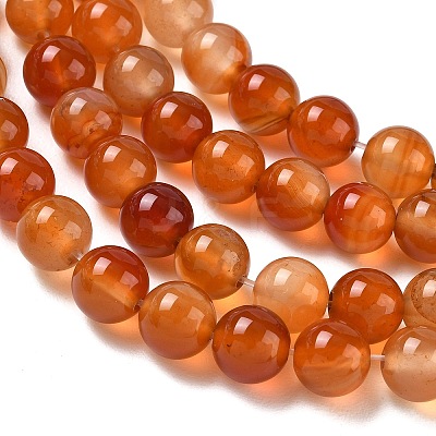 Round Natural Red Agate Bead Strands G-M257-8mm-26-1