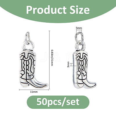 50Pcs Alloy Cowboy Boot Pendants PALLOY-FH00191-1