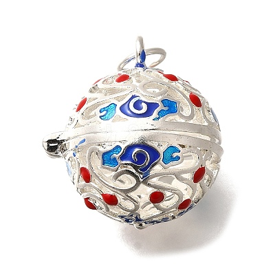 Rack Plating Brass Enamel Bead Cage Pendants KK-M313-11S-01-1