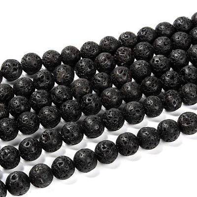 Natural Lava Rock Round Bead Strands G-M169-10mm-03-1
